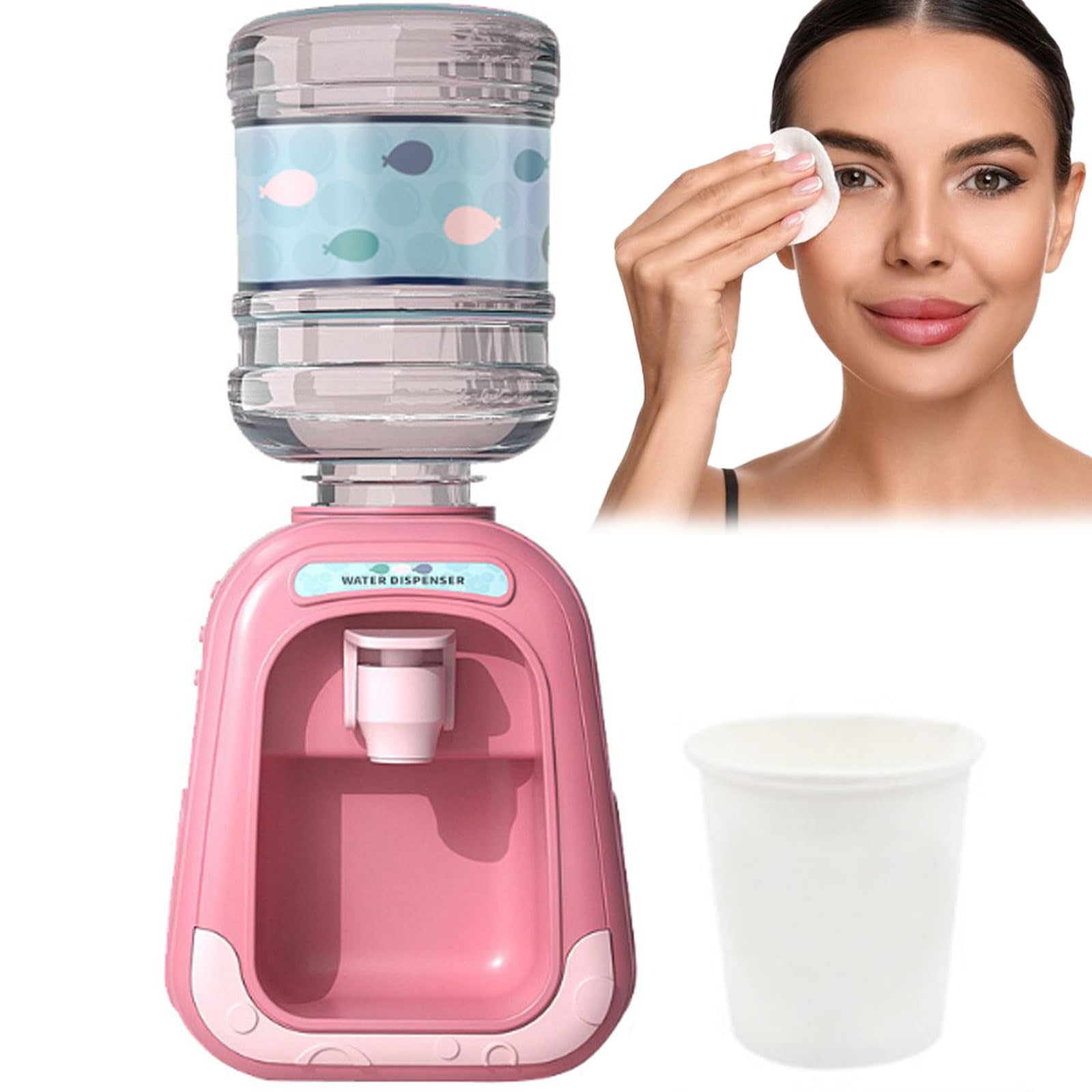 Micellar Water Dispenser | Makeup Remover Container | Mini Water Dispenser Toy | Simulation Kitchen Play Set for Kids | Family Fun Scene Toys (Pink) - Perfect for Kids Pretend Play, Bathroom Organization & Makeup Vanity Storage