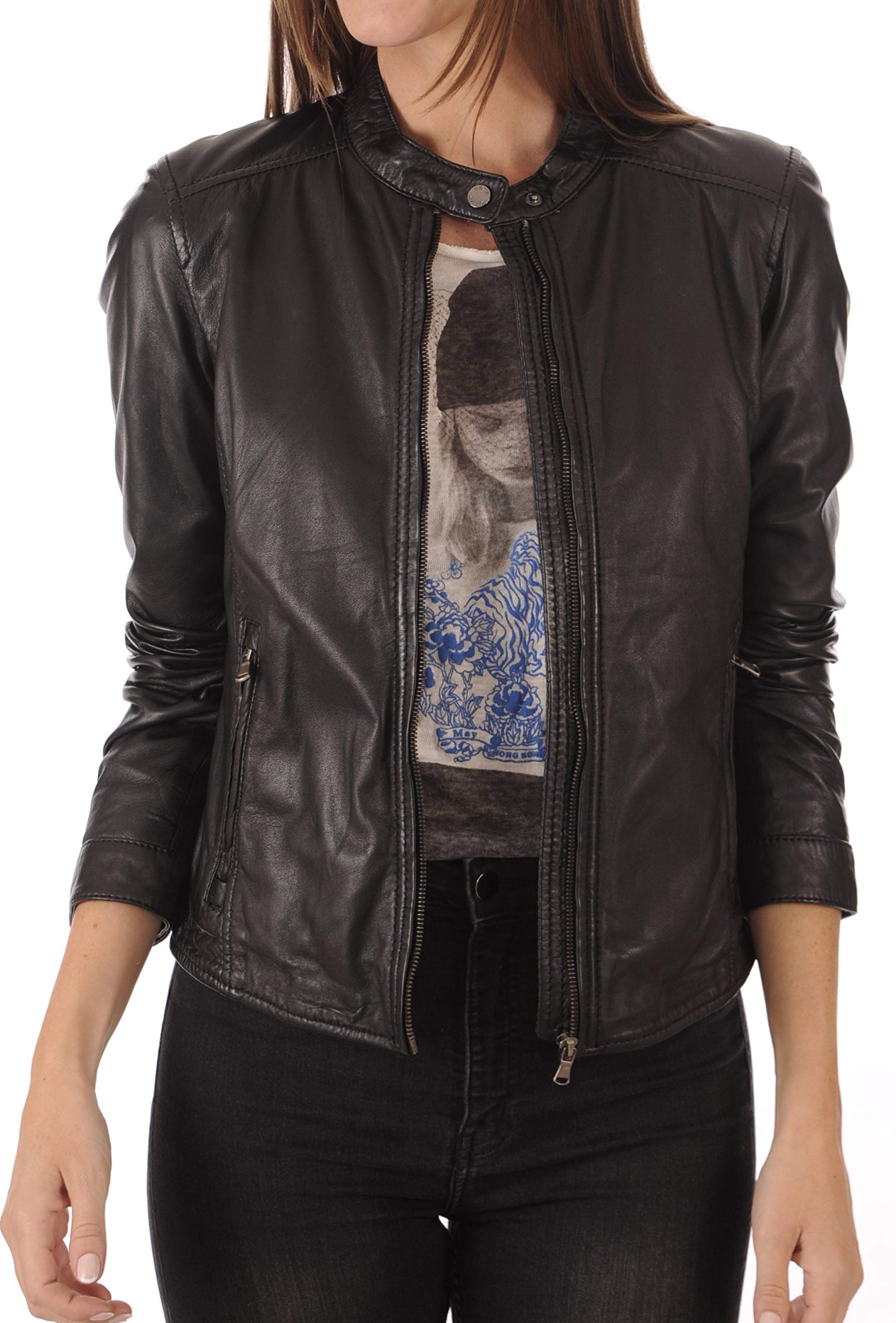 KYZER KRAFT Women's Genuine Lambskin Leather Bomber Jacket - Stylish Motorcycle Biker Jacket for Women | Perfect for Riding, Casual Outfits & Night Out
