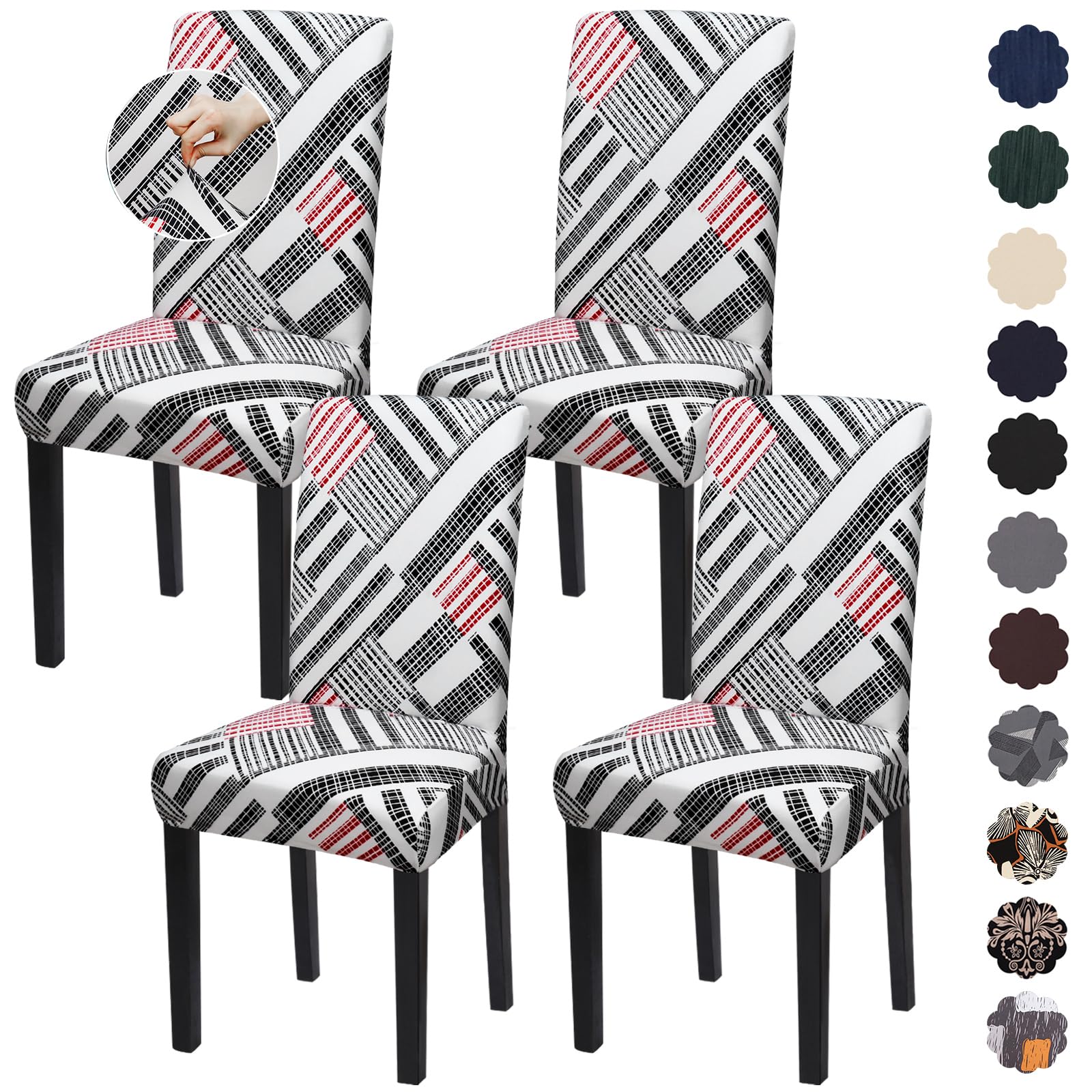 Stretch Dining Chair Covers Set of 4 - Washable Spandex Slipcovers for Kitchen, Hotel, Wedding & Home Decor - Perfect for Dining Room, Restaurant & Special Events
