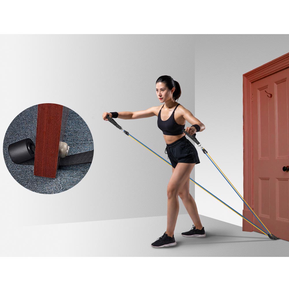 TheLAShop Resistance Tube Set with Handles & Door Anchor - 5 Stackable Tubes (10-100 lbs) for Home Workouts, Strength Training, and Physical Therapy