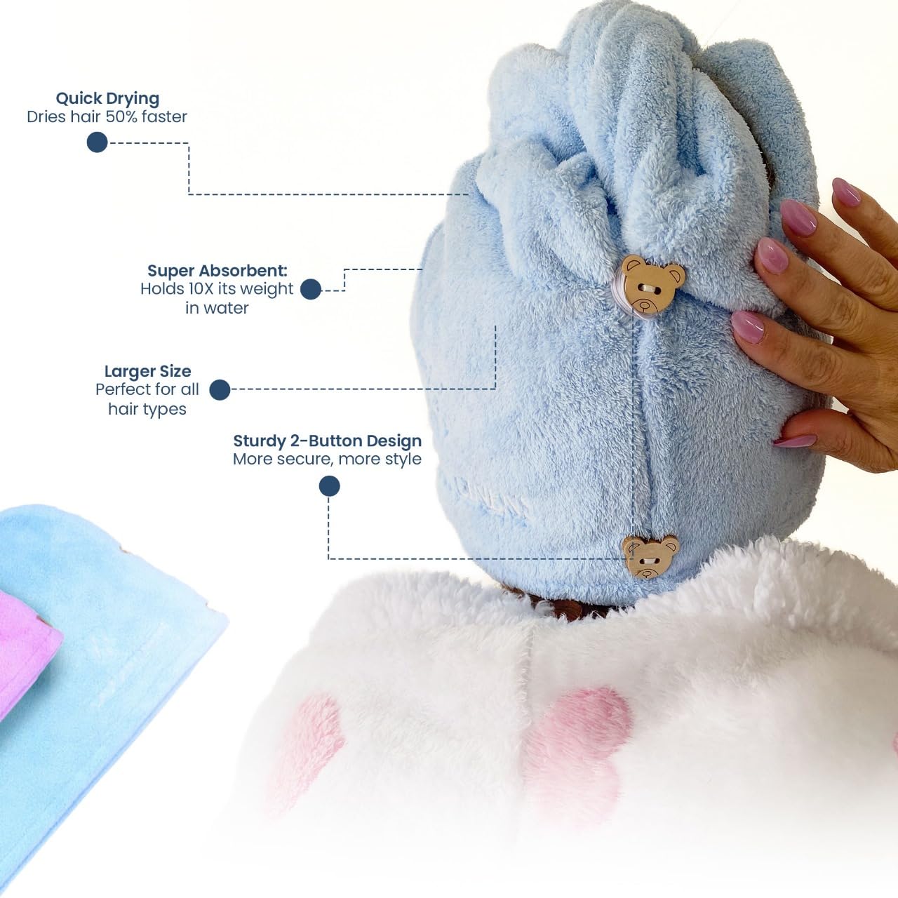 Extra Soft Microfiber Hair Towel Wrap (2 Pack) - Quick Dry Hair Towel for Women | Perfect for Post-Shower, Salon Styling & Travel Accessories