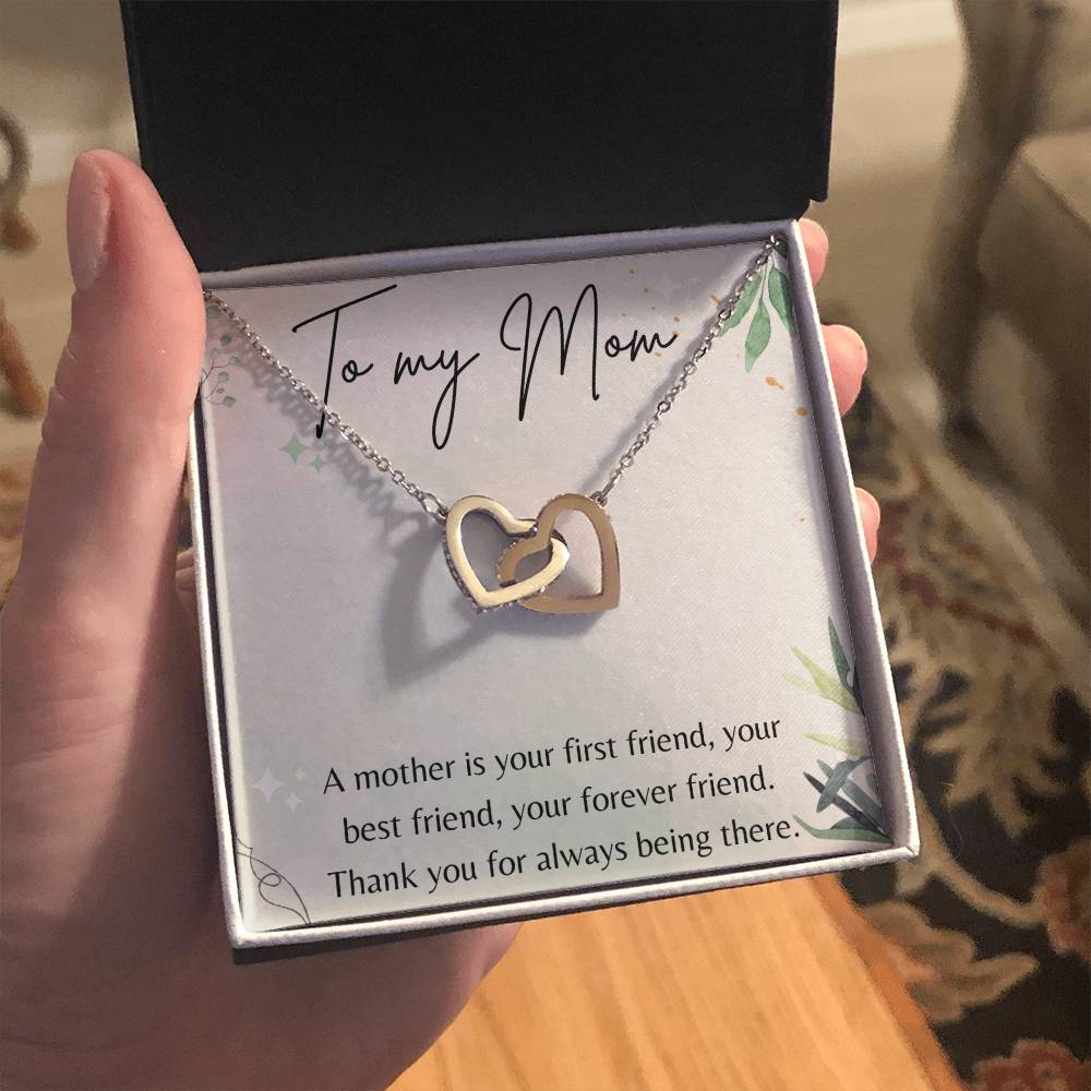 Interlocking Hearts Necklace for Mom - Elegant Christmas & Birthday Gift for Mother - Perfect for Anniversaries, Valentine's Day & Special Occasions