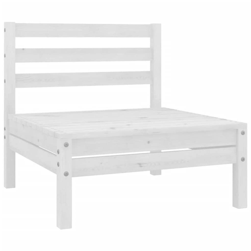 All-Weather White Solid Pinewood Patio Middle Sofa - Outdoor Garden Sofa Set for Deck, Balcony, Lawn & Backyard - Durable Wooden Furniture for Relaxing & Entertaining