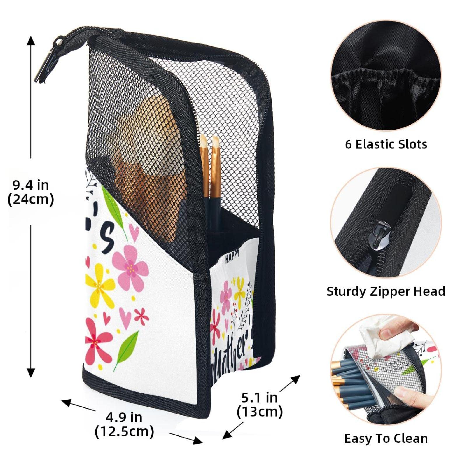 12-Piece Makeup Brush Organizer Bag with Portable Case - Flower Design Cosmetic Brush Holder for Travel & Home Storage - Perfect Mother's Day Gift for Makeup Lovers