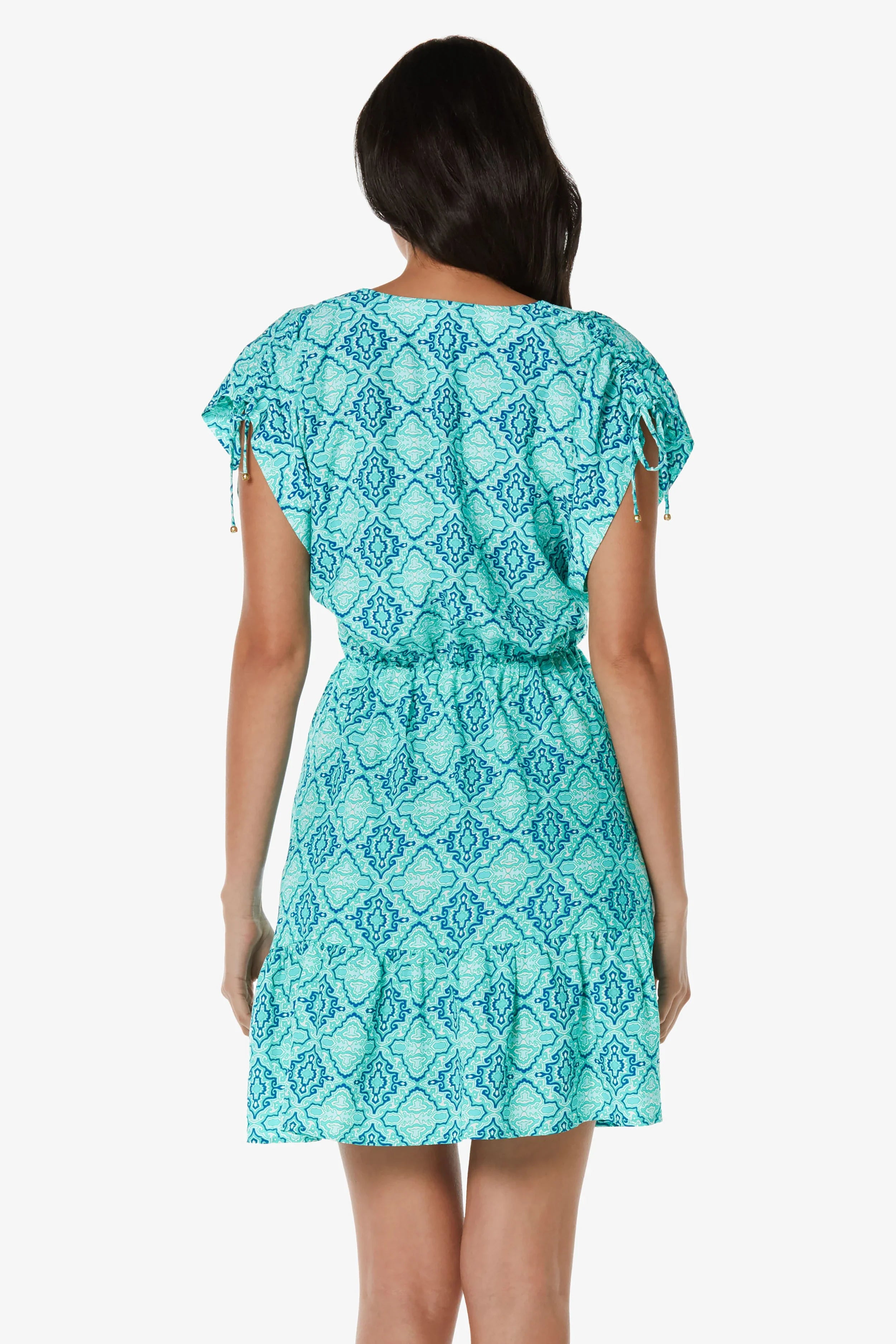Elegant V Neck Dress for Women - Comfortable & Stylish Marbella Tile Design - Perfect for Casual Outings, Office Wear & Special Occasions