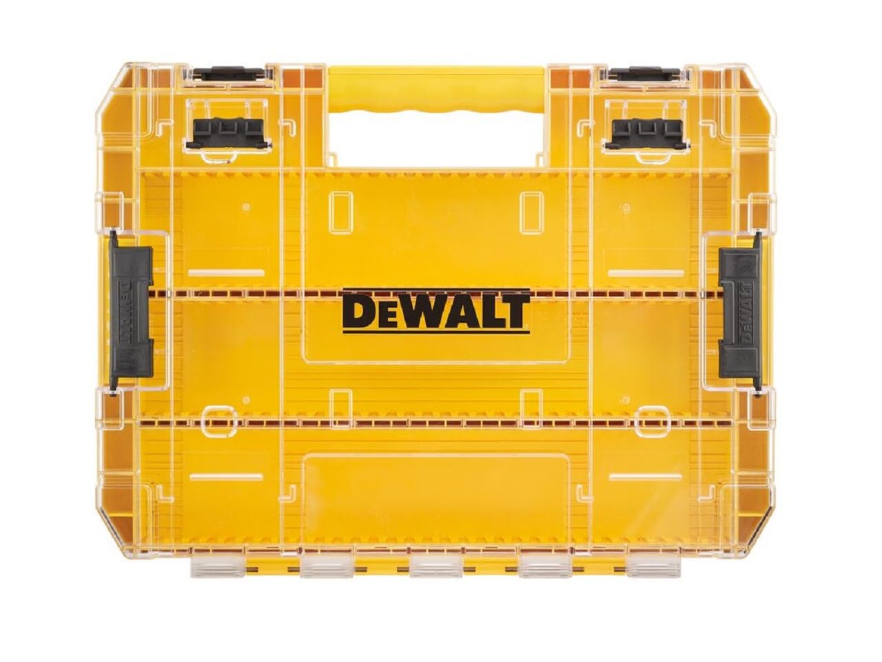 **DEWALT ToughCase Large Tool Organizer with Transparent Lid & Removable Tray – Heavy-Duty Stackable Storage Box for Screws, Bits & Small Tools – Perfect for Workshop, Garage & Job Site Organization**