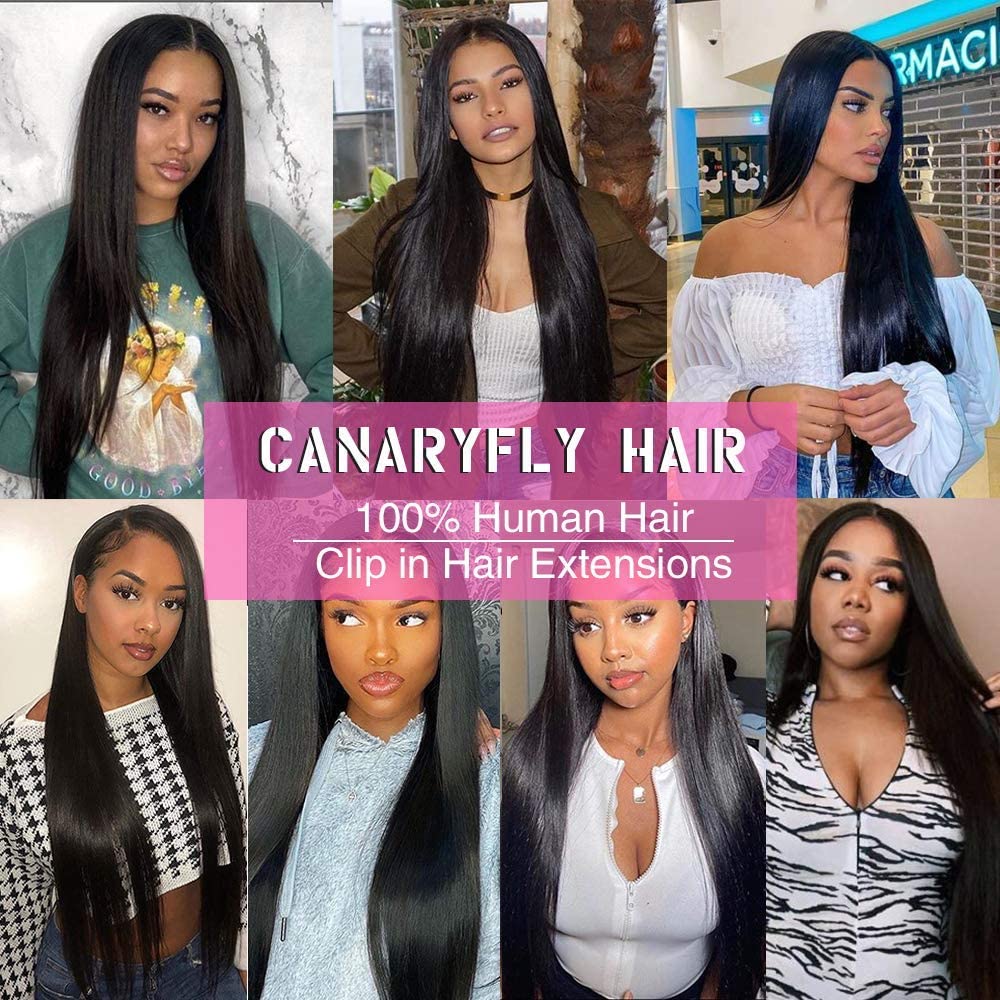 100% Unprocessed Brazilian Virgin Human Hair Clip-in Extensions for Black Women - 8-Piece Set with 18 Clips, 12 Inch Straight Natural Black Hair (120g) - Perfect for Daily Styling, Special Occasions & Protective Hairstyles
