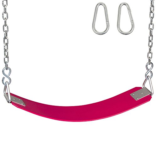 Commercial Grade Rubber Belt Swing Seat with Heavy Duty Chains & Hooks - Durable Playground Swing for Kids (Pink) - Perfect for Backyards, Parks, and School Playgrounds