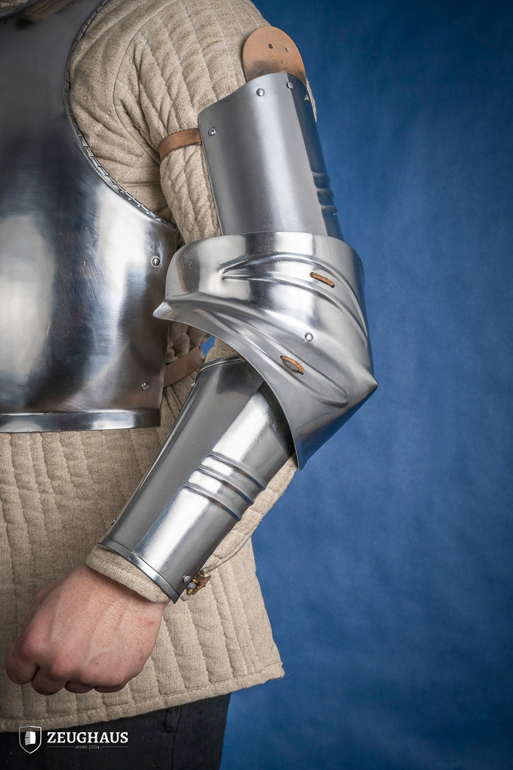 15th Century German Arm Armor - 1.2mm Polished Steel Medieval Gauntlet for LARP, Cosplay & Historical Reenactment