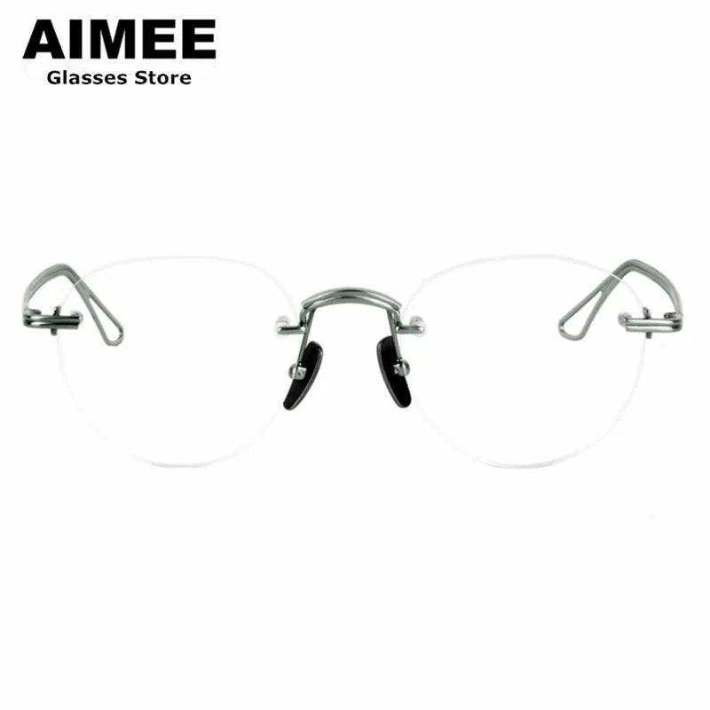 Aimee Women's Rimless Round Oval Titanium Eyeglasses 13439 - Lightweight & Durable Eyewear for Work, Reading & Everyday Fashion