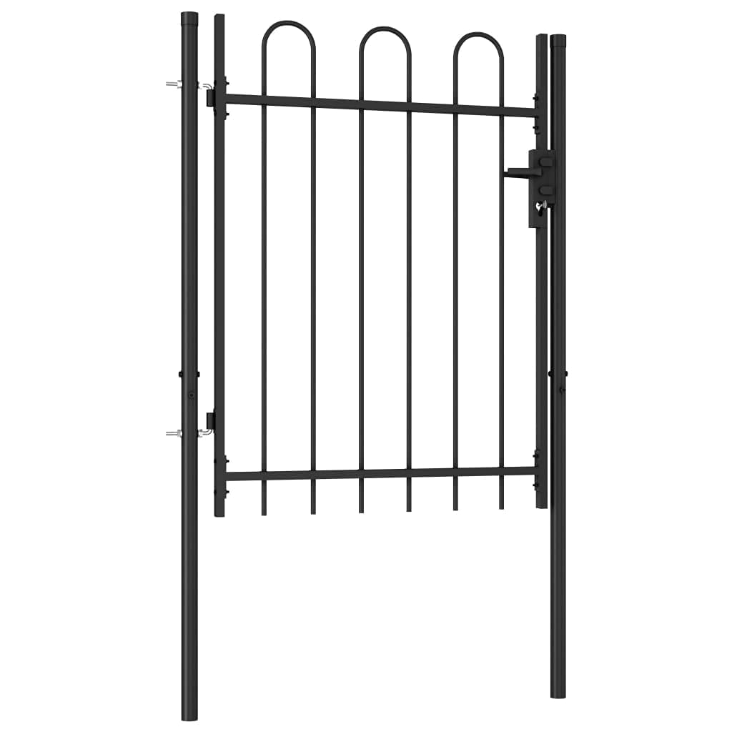 Decorative Black Metal Garden Fence Gate - 3.3'x3.9' Arched Top Steel Yard Fencing for Outdoor Landscape, Backyard Privacy & Garden Protection | Perfect for Patio Borders, Flower Beds & Property Boundaries