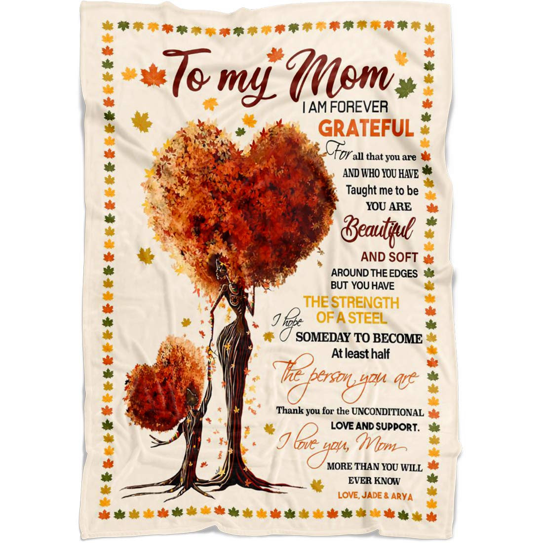 **Personalized Fleece Blanket for Mom - Custom Mothers Day Gift from Daughter & Son with Kids Names - 