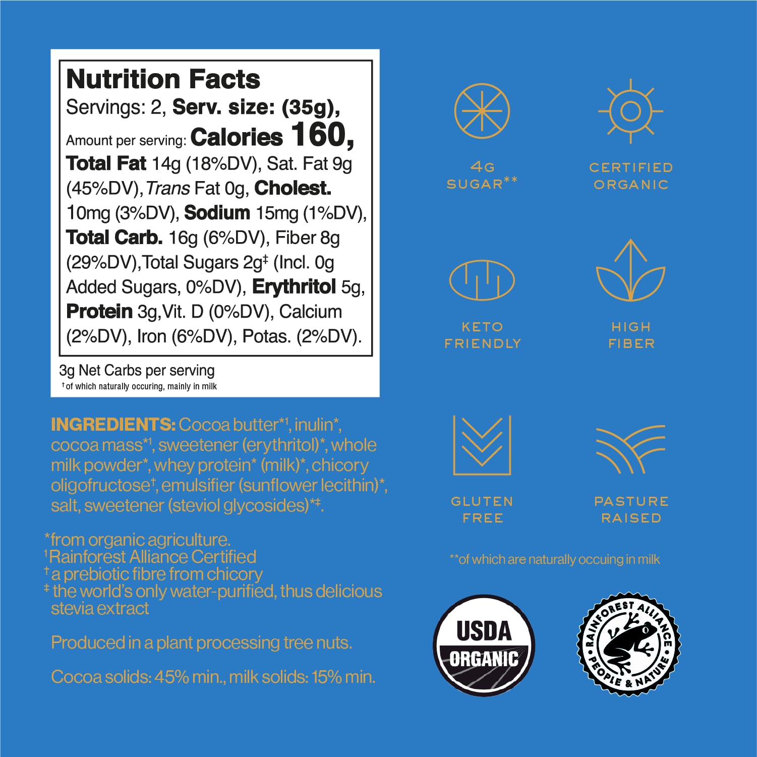 Organic NOMOSU Milk Chocolate Bars - Sugar-Free, Keto-Friendly for Healthy Snacking