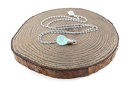 Aquamarine Gemstone Necklace - March Birthstone Sterling Silver Briolette Teardrop Pendant Jewelry - Elegant Gift for Women, Mothers, Wives - Perfect for Weddings, Anniversaries & Special Occasions
