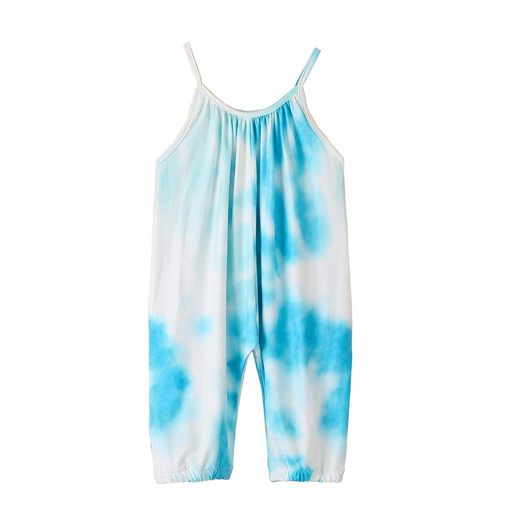 Girls Tie-Dye Rainbow Jumpsuit for Toddlers & Kids - Soft Strap Romper Harem Outfit | Comfortable Baby Clothes for Playdates, Parties & Everyday Wear