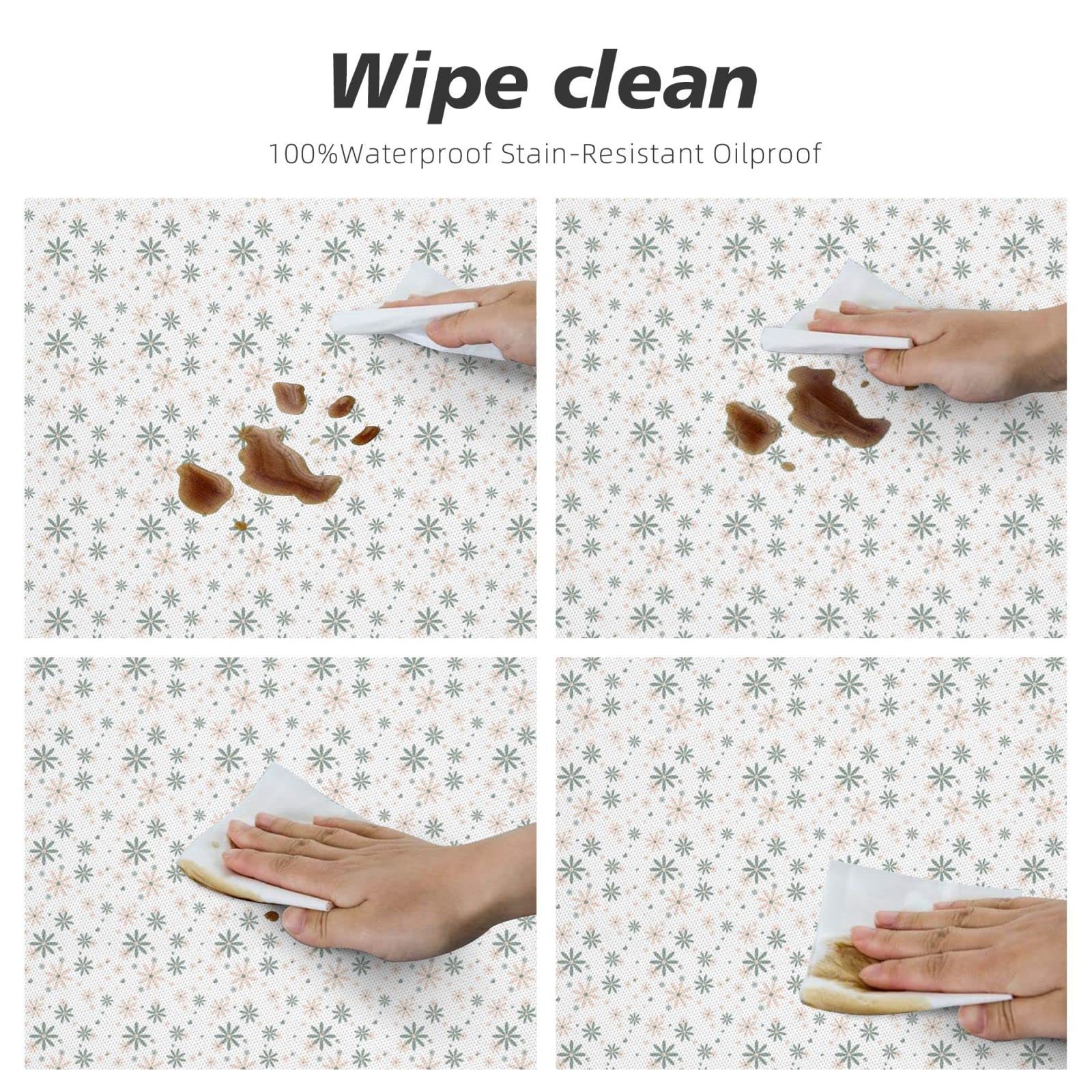 Waterproof Elastic Round Tablecloth with Floral Design - Wipeable, Fitted Table Cover for Indoor & Outdoor Use - Perfect for Picnics, Parties, and Dining Decor