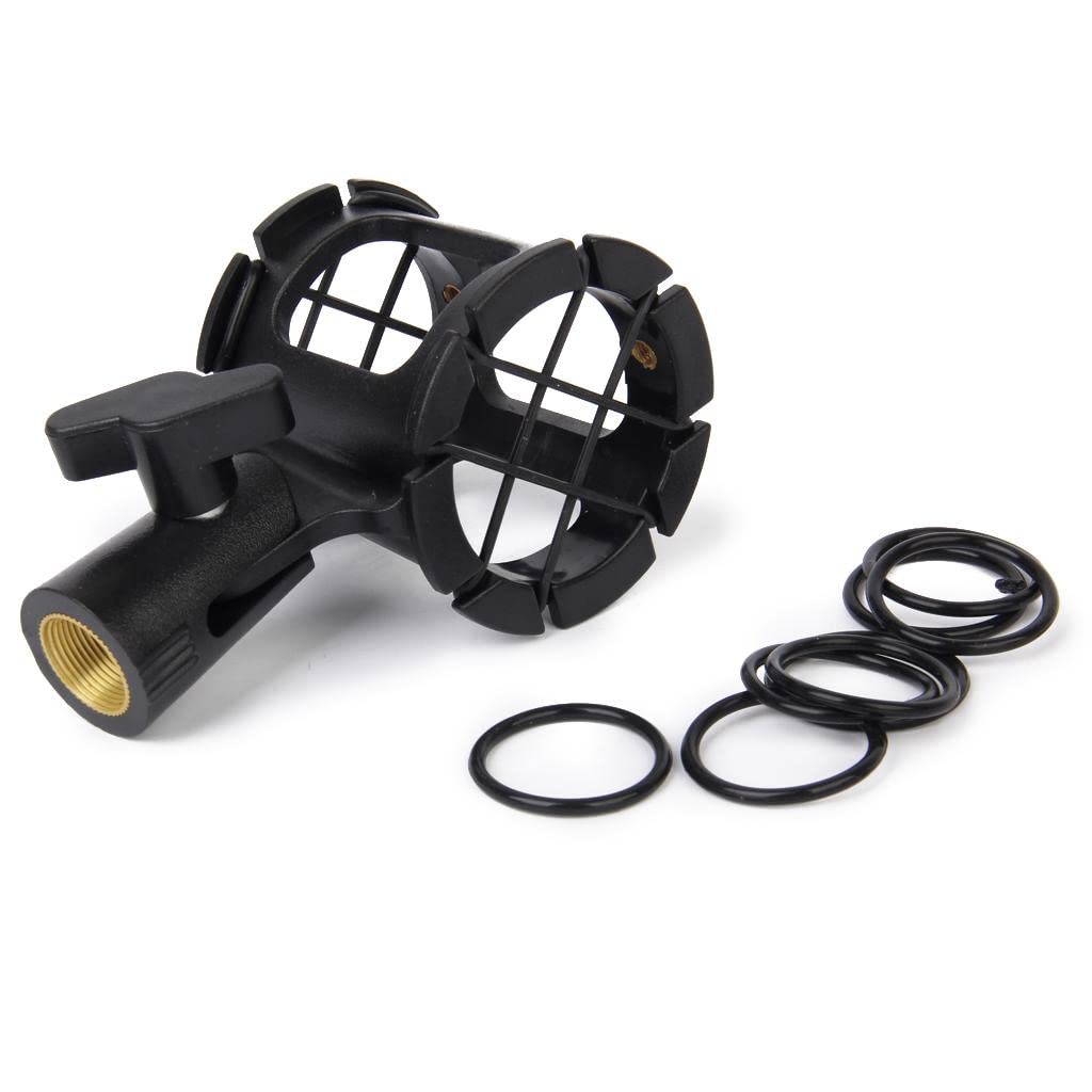 Professional LuDa Black Studio Microphone Shock Mount - Anti-Vibration Handheld Mic Accessory for Podcasting, Recording & Live Streaming