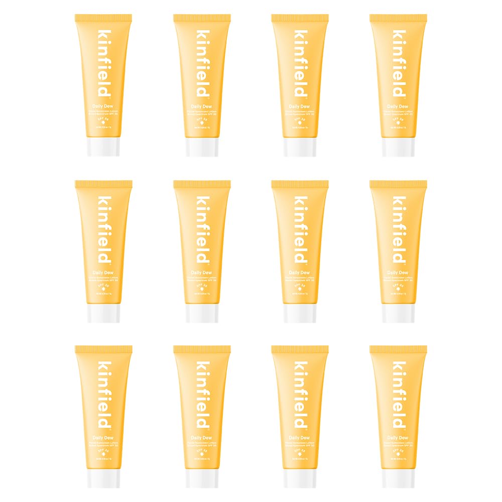 Kinfield Mini Daily Dew SPF 35 Hydrating Mineral Sunscreen - Broad Spectrum, Water Resistant, Reef Safe & Cruelty Free - 12 Pack (0.25oz Each) - Perfect for Travel, Gym & Everyday Sun Protection