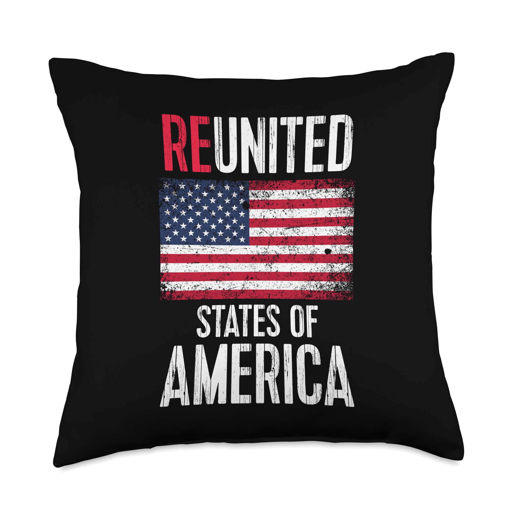 USA Patriotic Throw Pillow 18x18 Inches - Multicolor American Flag Decorative Cushion for Sofa, Bedroom & Living Room