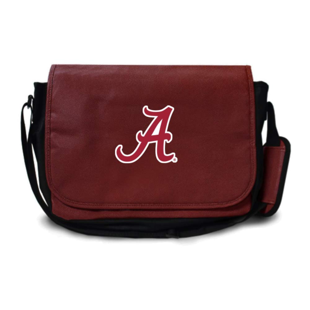 Alabama Crimson Tide Authentic Football Leather Laptop Messenger Bag - Durable Brown Shoulder Case for College, Work & Travel