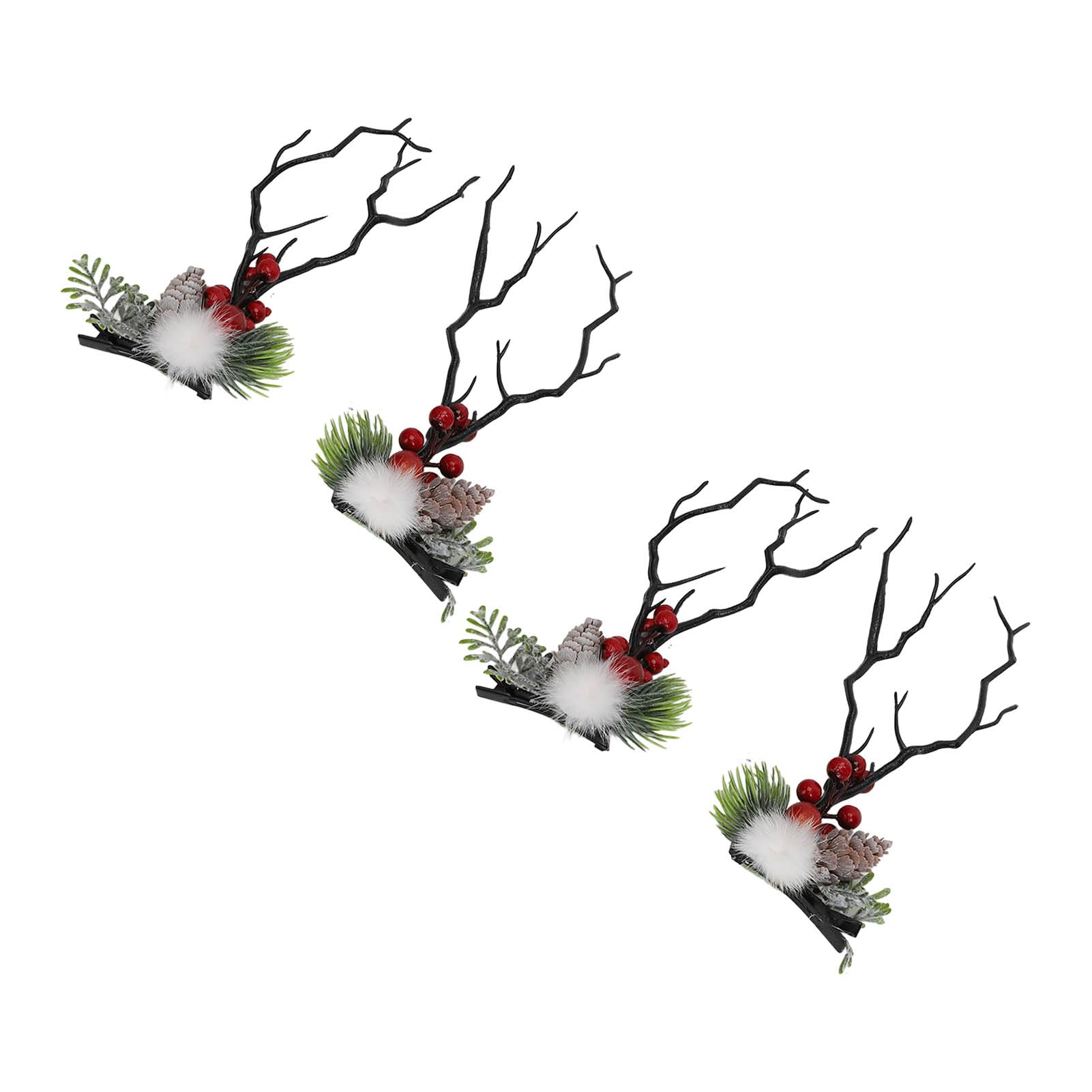 Festive Christmas Hair Clips for Girls - 2 Pairs Durable Holiday Hairpins with Decorative Christmas Props | Perfect for Parties, Gifts & Seasonal Styling