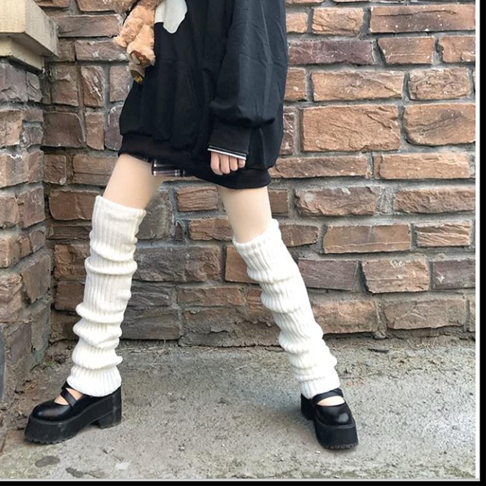 Lunoakvo Women's Japanese Kawaii Crochet Wool Leg Warmers - Knee High Knitted Boot Socks for Winter Fashion & Cosplay Outfits