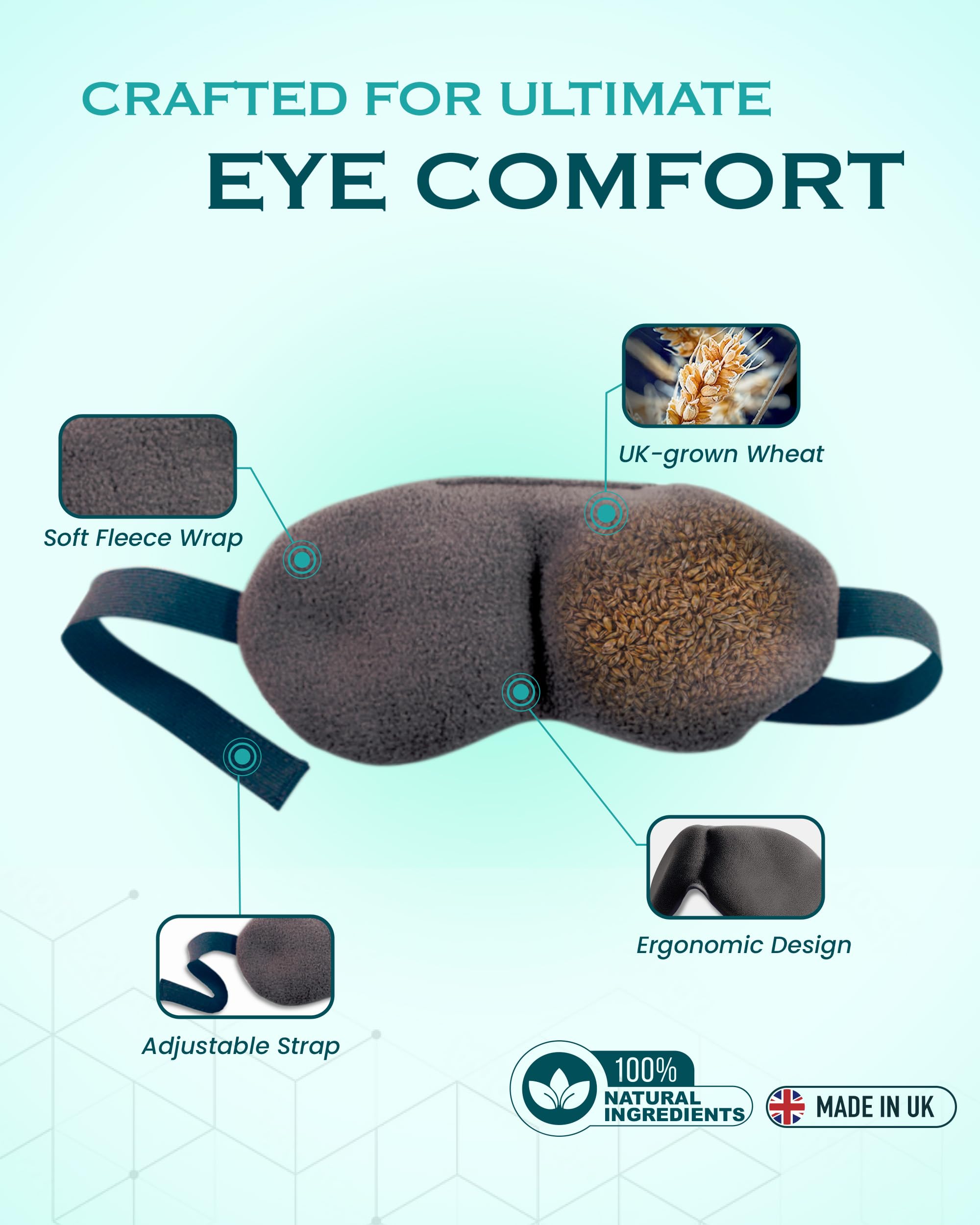 Heated Eye Mask for Dry Eyes, Blepharitis & Stye Relief - Warm Compress for Puffy, Tired Eyes & Conjunctivitis - Soft Fleece Microwaveable Eye Mask with Adjustable Strap - Perfect for Relaxation, Sleep & Eye Care at Home or Travel