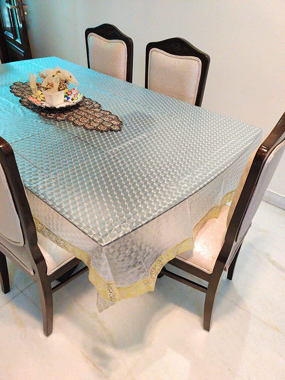 Waterproof PVC Table Cover 40x60 Inches for Rectangular Dining Table - Fits 2-4 Seater, Durable & Easy Clean Center Table Protector for Indoor/Outdoor Use - CASA-NEST Brand