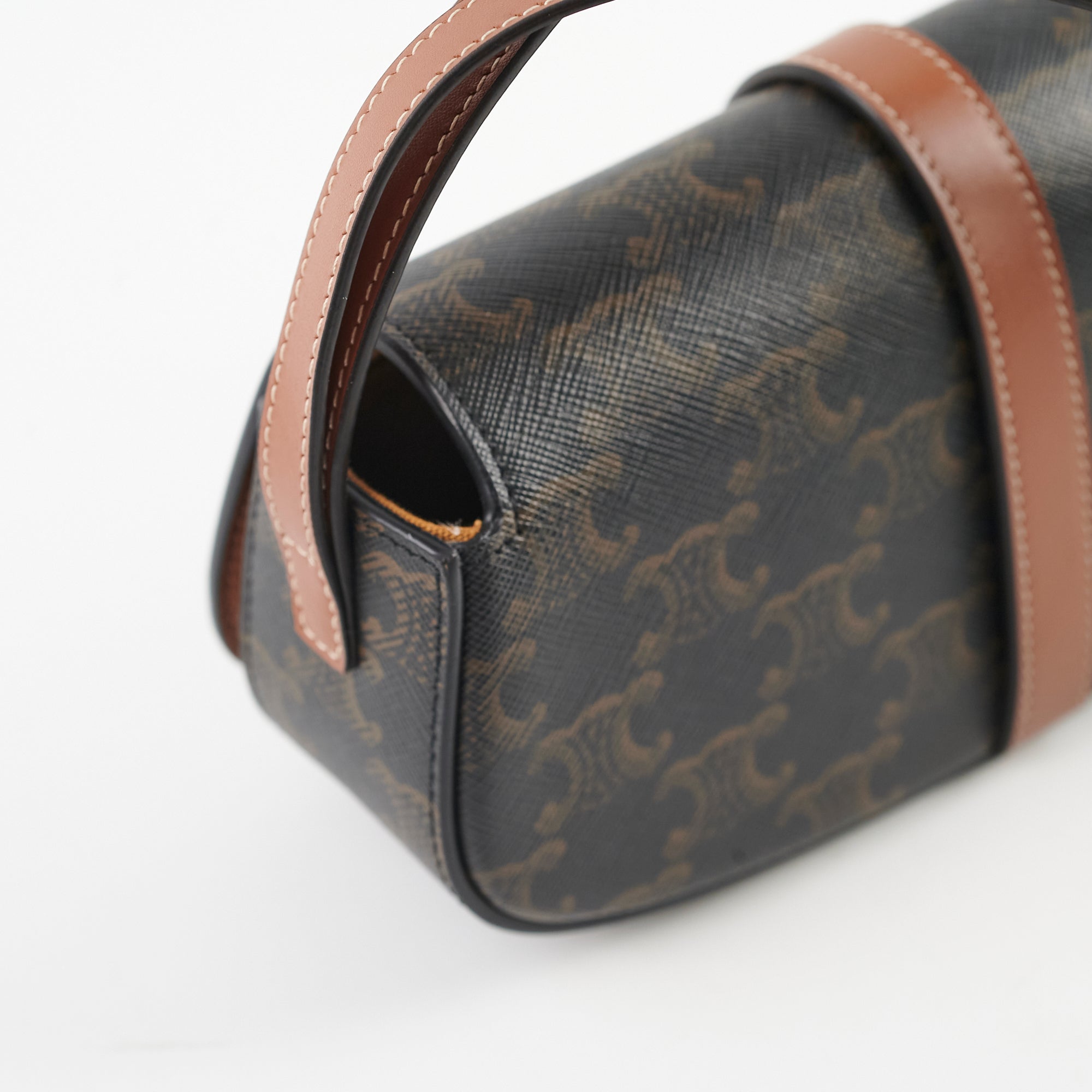 Celine Triomphe Tabou Clutch with Adjustable Strap - Genuine Leather Crossbody Bag in Brown/Tan for Women | Perfect for Evening Parties, Date Nights & Special Occasions