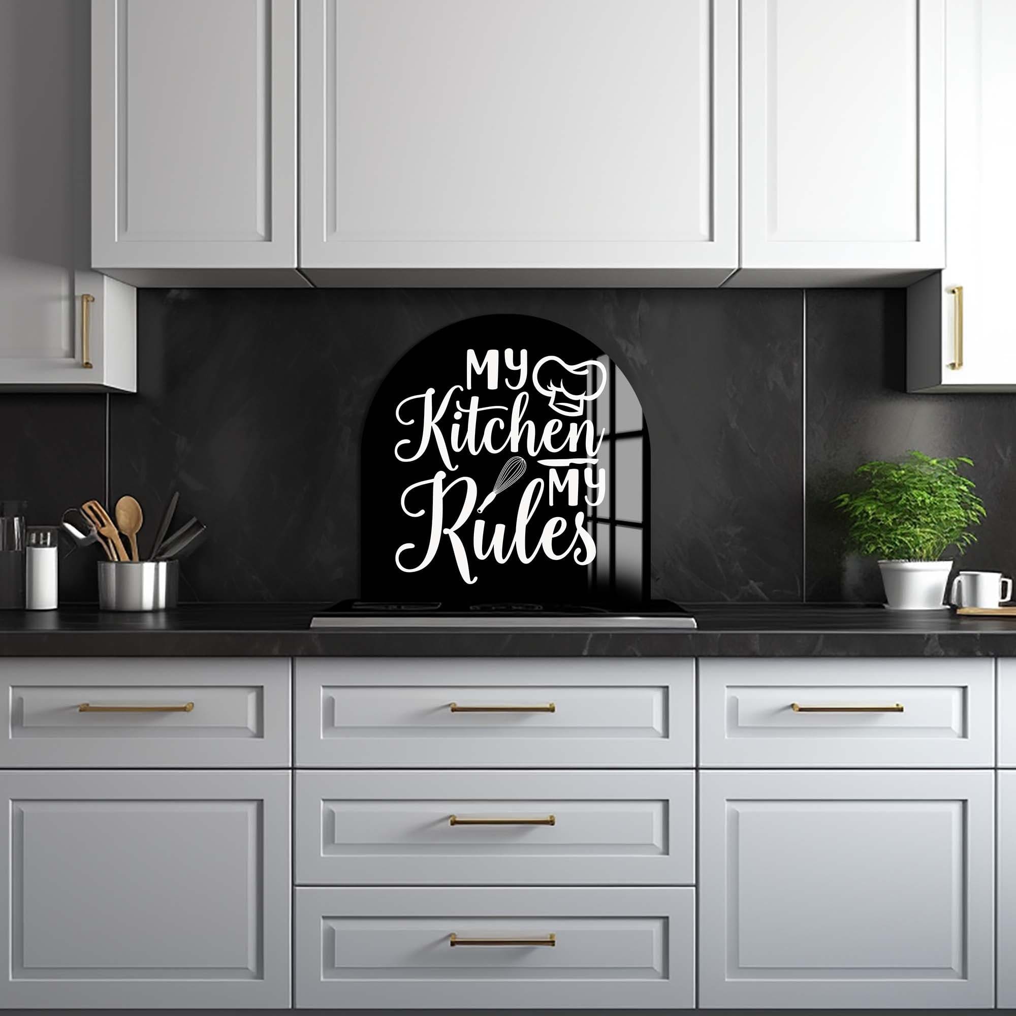 My Kitchen My Rules II - Tempered Glass Splashback for Kitchen Backsplash | Heat & Stain Resistant | Easy to Clean | Perfect for Modern & Farmhouse Kitchens