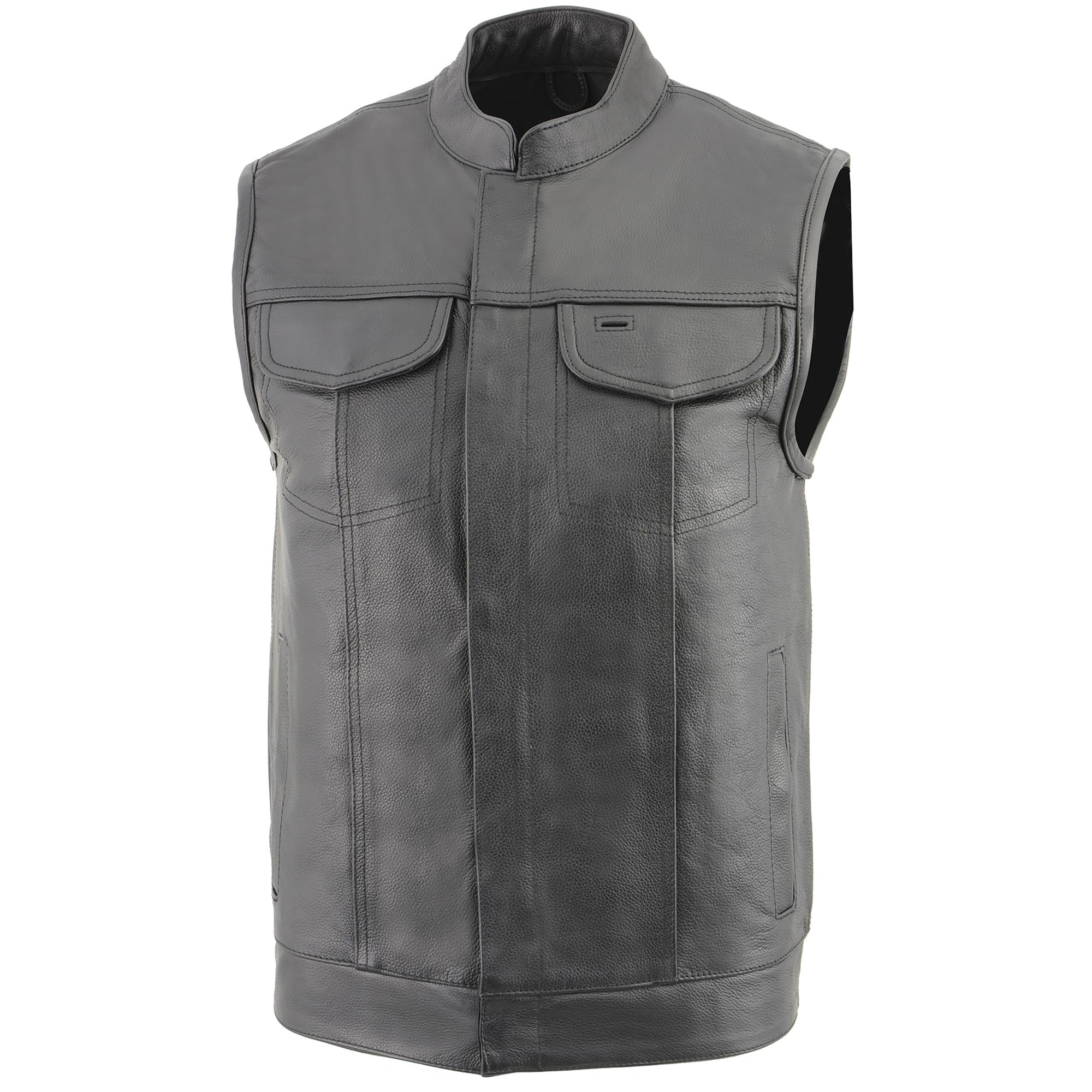 Milwaukee Leather SOA Men's Basic Leather Motorcycle Vest with Zipper & Snap Closure - Perfect for Biker Rides, Motorcycle Clubs & Casual Outfits