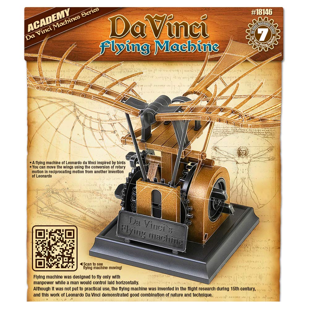 Da Vinci Flying Machine Model Kit - DIY Wooden Aircraft Toy for Kids & Adults - STEM Educational Building Project for Home, School & Office Display