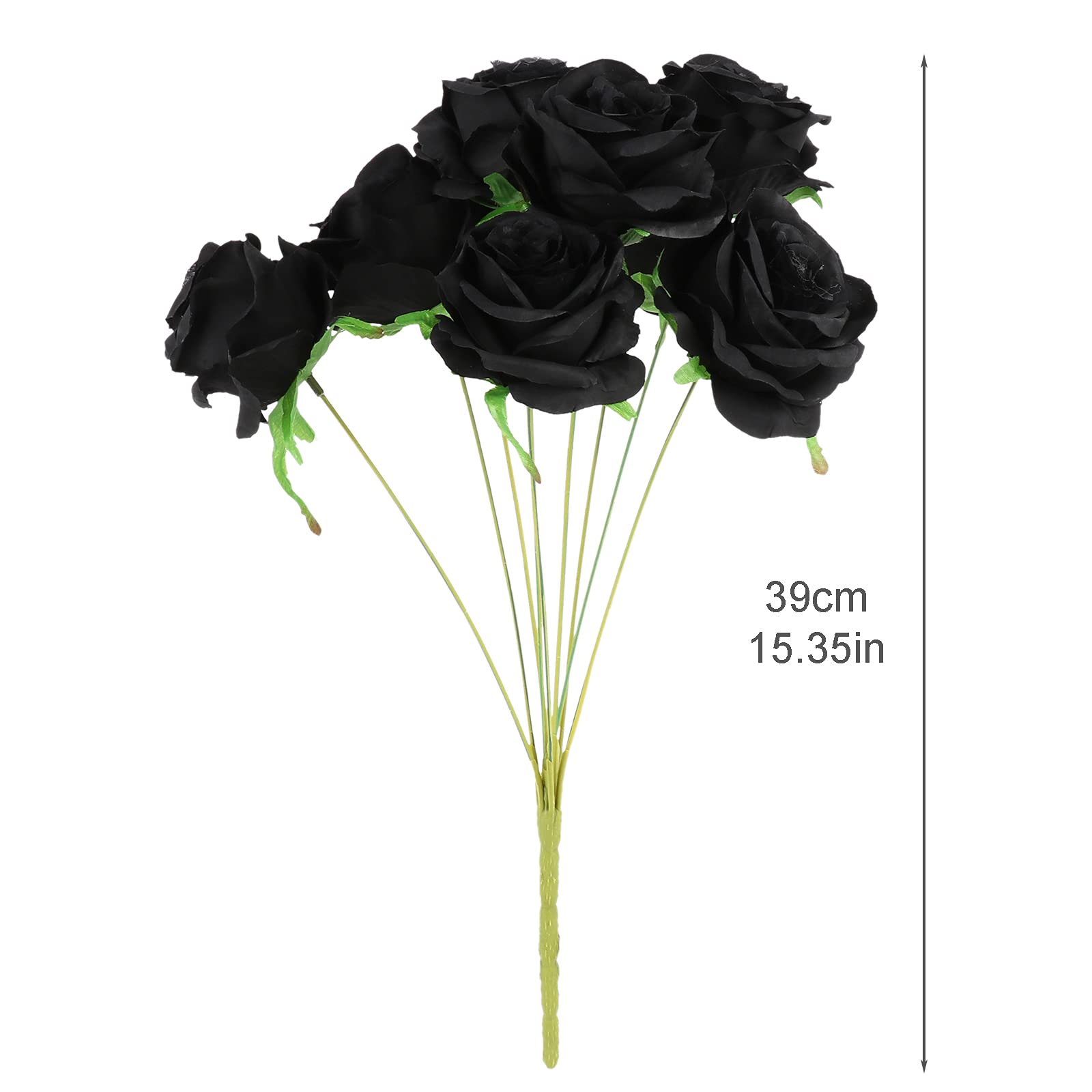 Firlar Artificial Black Rose Flower Stems - 7 Rose Heads with Leaves for Floral Arrangements, Bridal Bouquets, Wedding Decor, Home, Garden, Party, Hotel & Office Decorations - Perfect for Centerpieces, DIY Crafts, and Seasonal Displays
