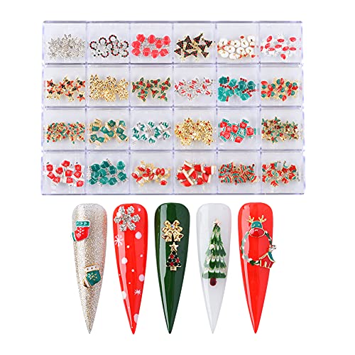 WEILUSI 240Pcs Christmas Nail Art Charms - 3D Flatback Rhinestones for Nail Decorations (Christmas Tree, Snowman, Snowflake & Bell) | Perfect for Holiday Nail Art, Makeup Face Decor & DIY Crafts | Great for Christmas Parties, Gift Wrapping & Festive Nail Designs