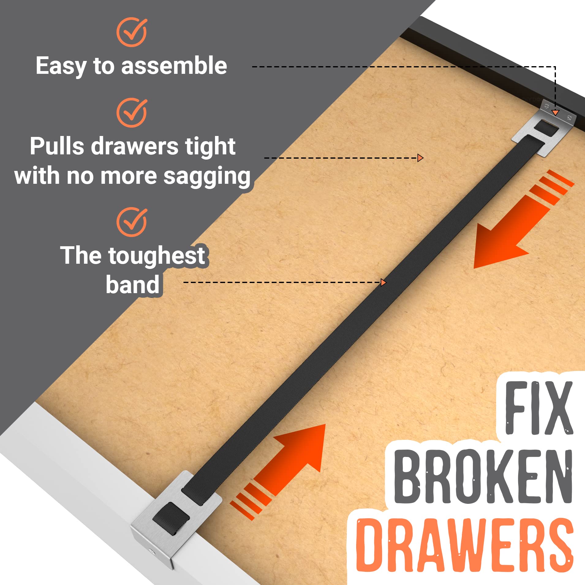 4-Pack Drawer Repair Kit – Fix Sagging & Buckling Drawer Bottoms – Reinforce Dresser, Kitchen & Cabinet Drawers – Easy DIY Solution for Home Furniture Repair – Perfect for Bedroom, Office & Kitchen Organization
