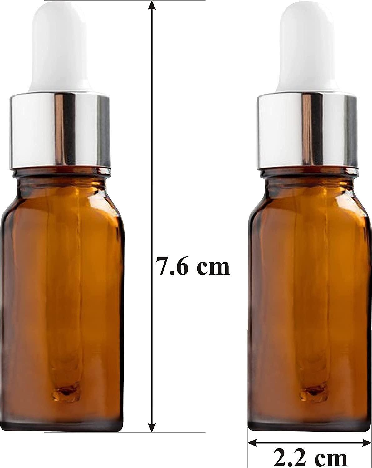 Premium 10ml Amber Glass Dropper Bottles with Silver Cap - Essential Oil Bottles, Perfume Bottles, DIY Skincare & Serum Storage - Pack of 5 for Home Spa, Aromatherapy & Beauty Routines