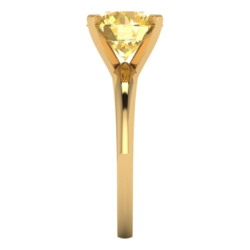 2.50ct Yellow Simulated Diamond Ring - 18K Gold for Engagement & Anniversary