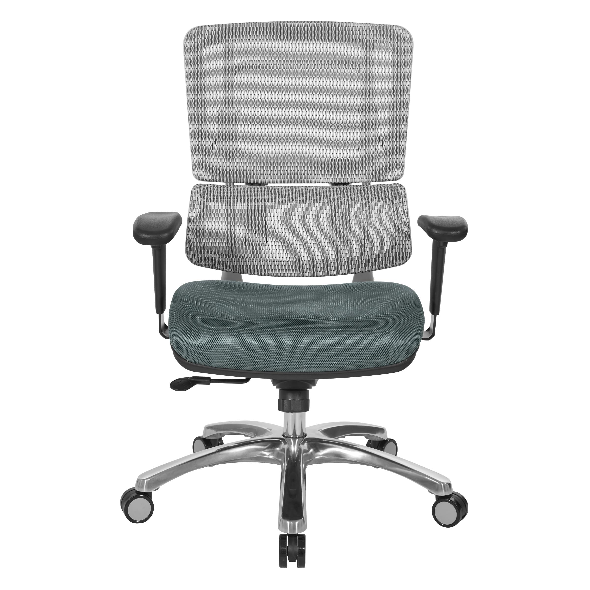 Office Star Pro X996 Ergonomic Mesh Office Chair - Adjustable Height, Lumbar Support & Tilt Function - White Mesh Back with Grey Seat & Polished Aluminum Base - Perfect for Home Office, Executive Desk & Conference Rooms