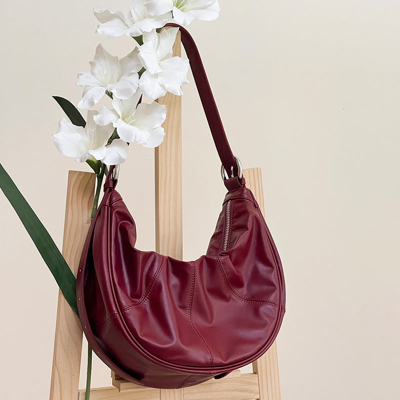 Stylish Leather Half Moon Shoulder Bag for Women - Crossbody Purse with Adjustable Strap - Perfect for Work, Travel & Everyday Use