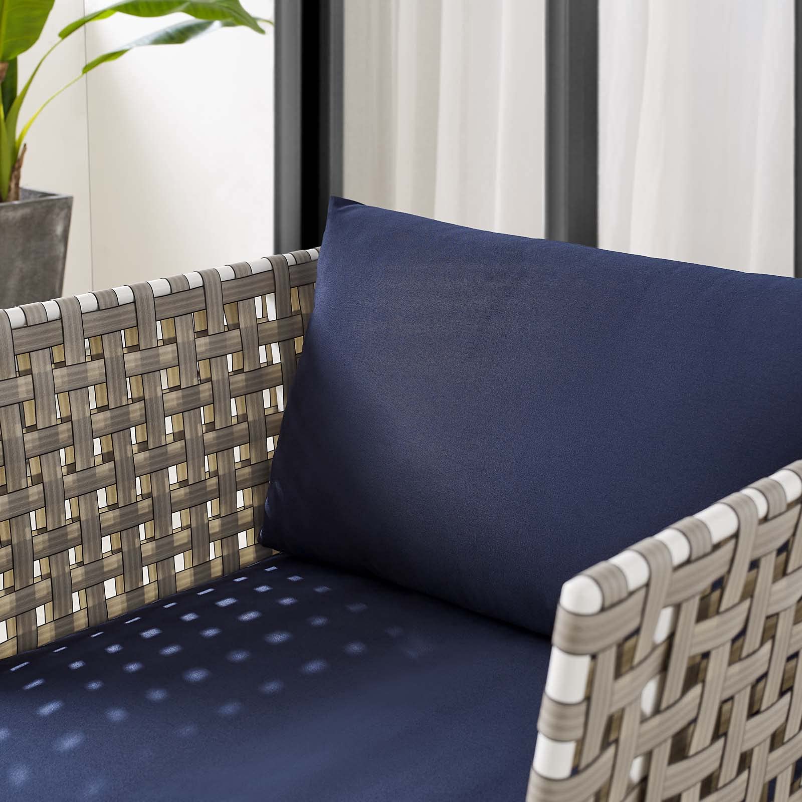 Modern Aluminum Side Lounge Chair - Navy Blue Metal Armchair for Outdoor Patio, Cafe, Bistro & Garden Relaxation