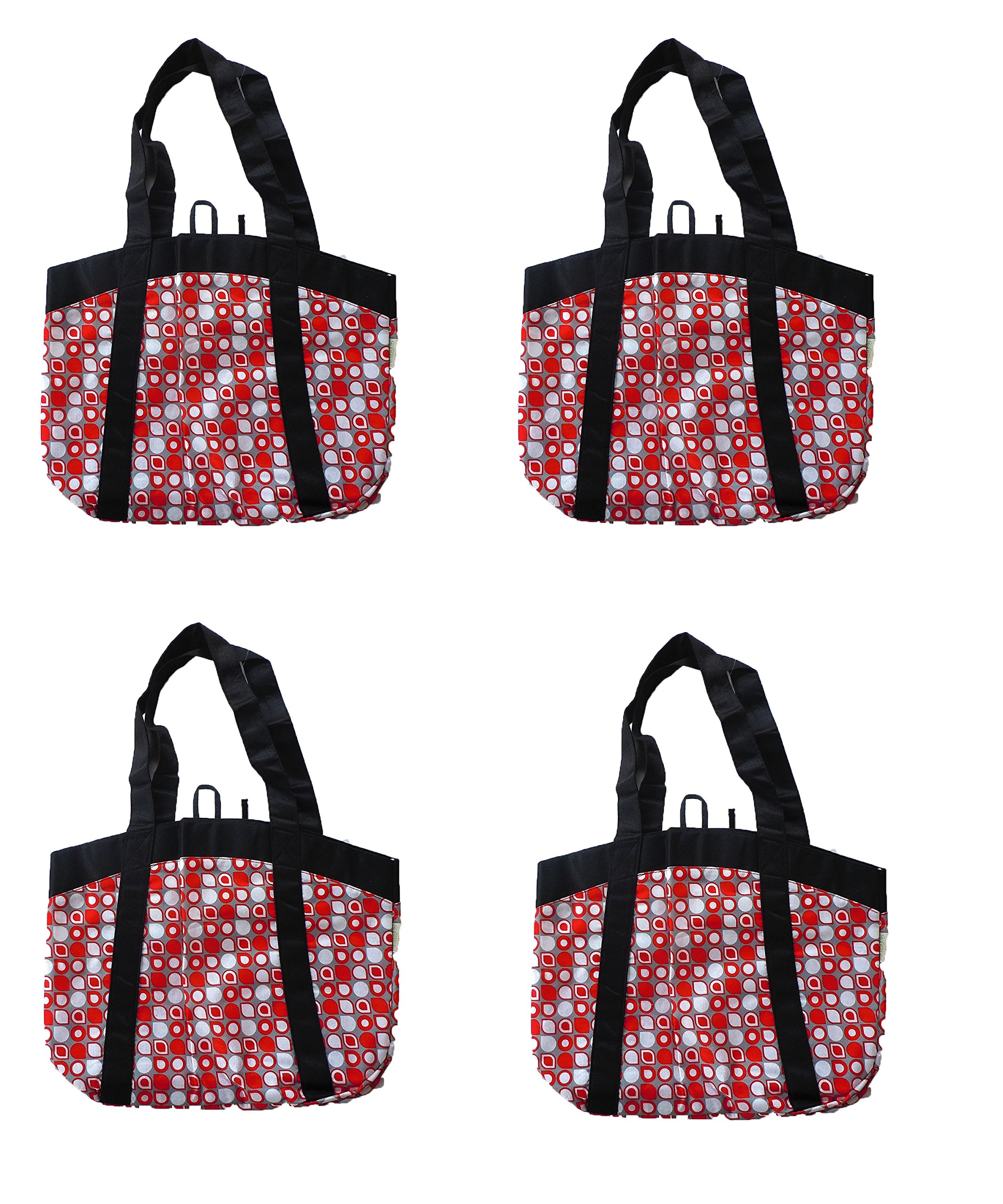 Large Stylish Reusable Grocery Tote Bags - 4 Pack Eco-Friendly Shopping Bags for Women, Perfect for Groceries, Beach Trips & Work Commute