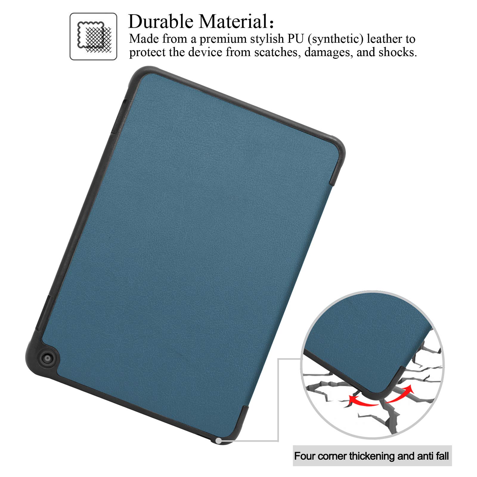 Premium Trifold Stand Case for Kindle Fire HD 8 & HD 8 Plus (12th/10th Gen, 2020-2024) - Auto Sleep/Wake, Dark Green - Perfect for Reading, Watching Movies & Travel Protection