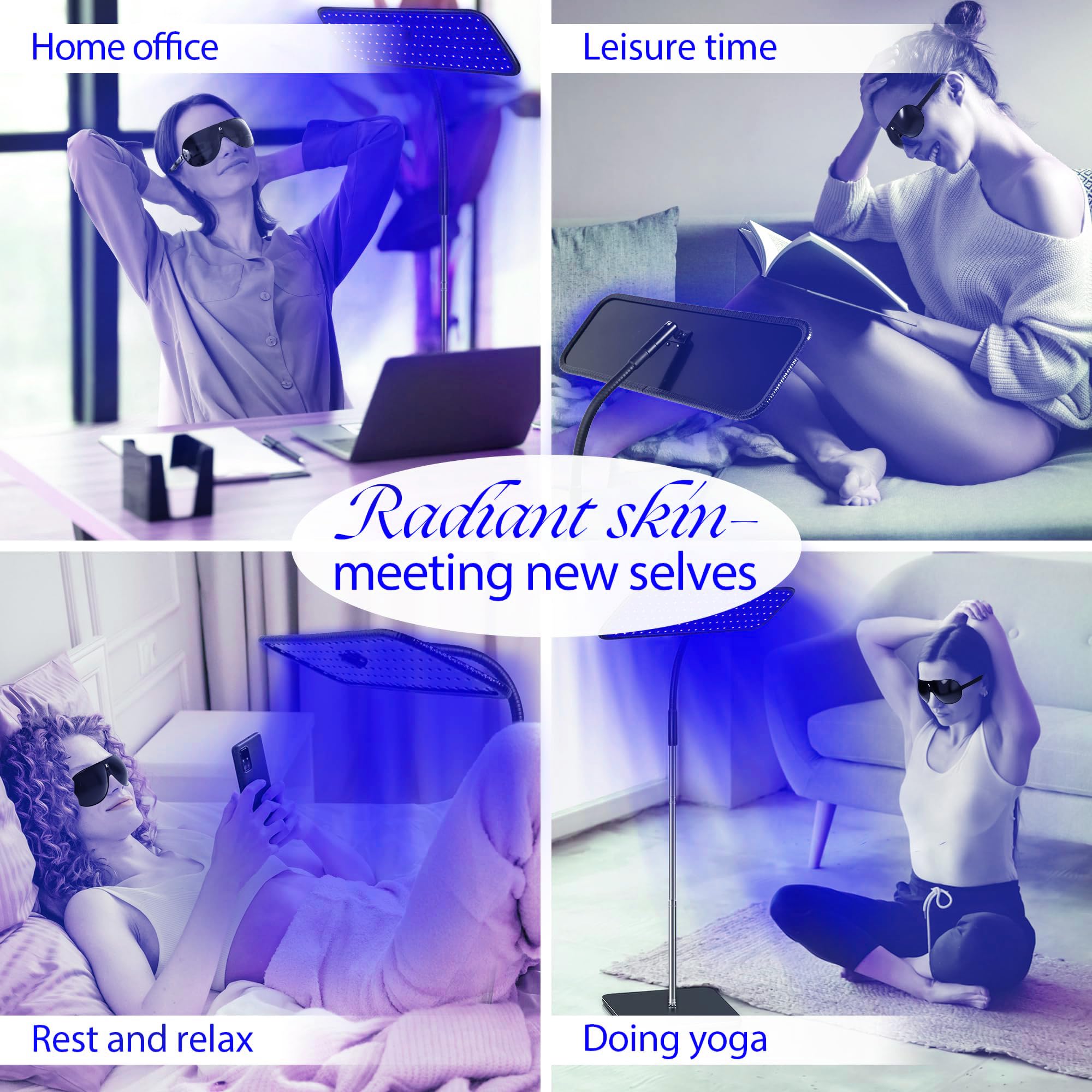 Jitesy 50W Tanning Lamp with Retractable Base - Portable 126 LED Solarium for Face & Body | 460NM+490NM Blue Light Therapy Wavelength | Home Use & Salon Tanning | Perfect for Self-Care, Beauty Treatments & UV Therapy