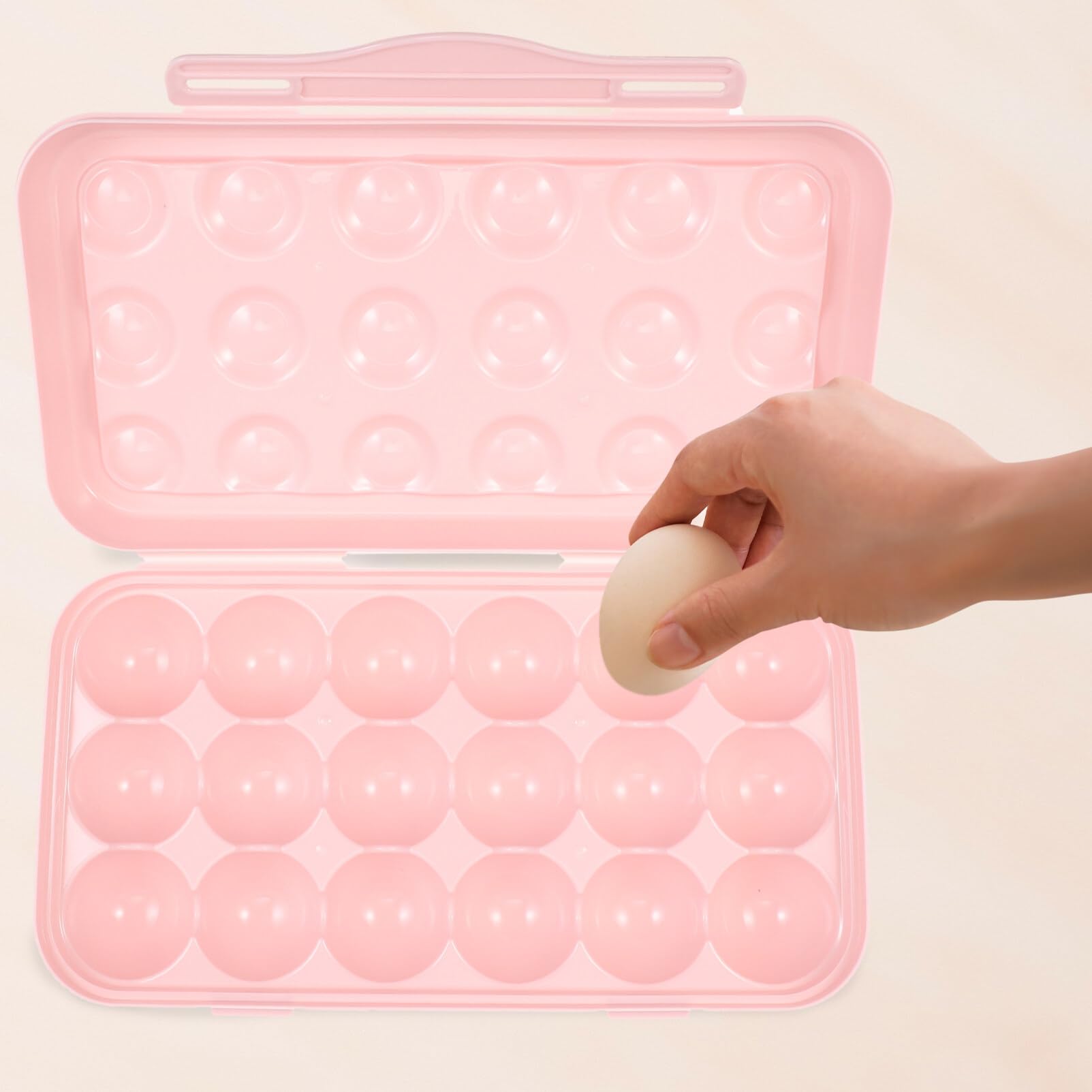Stackable Plastic Egg Holder with Lid - Holds 18 Eggs | Refrigerator Organizer for Fresh Egg Storage | Perfect for Deviled Eggs, Breakfast Meal Prep & Kitchen Organization