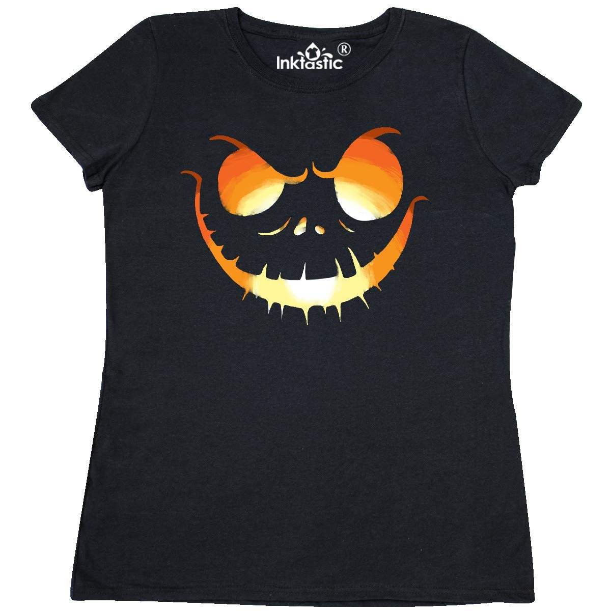 Spooky Orange Women's T-Shirt with Wicked Smile Pumpkin Design - Perfect for Halloween Costumes, Fall Festivals & Casual Wear