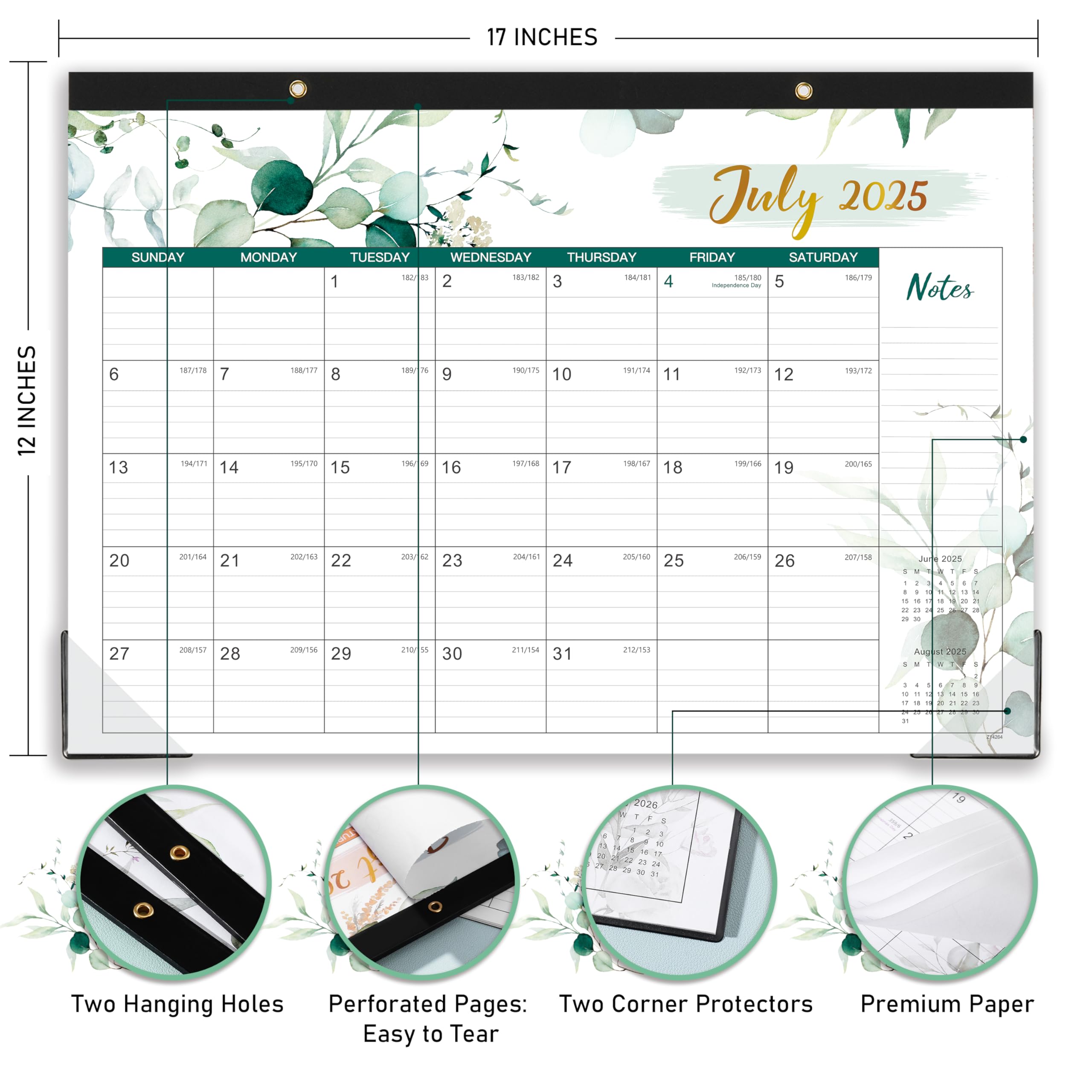 2025-2026 18-Month Large Desk Calendar (July 2025-December 2026) - 17