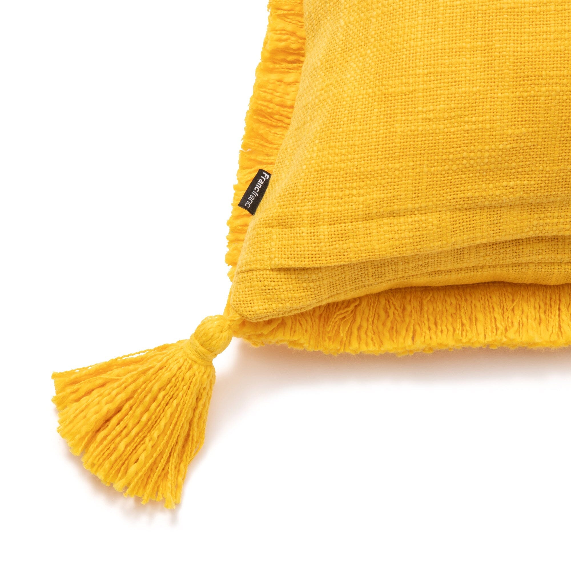 Bohemian Fringe Tassel Cushion Cover 18x18 Inches Yellow - Decorative Throw Pillow Case for Sofa, Bed, Living Room & Boho Home Decor