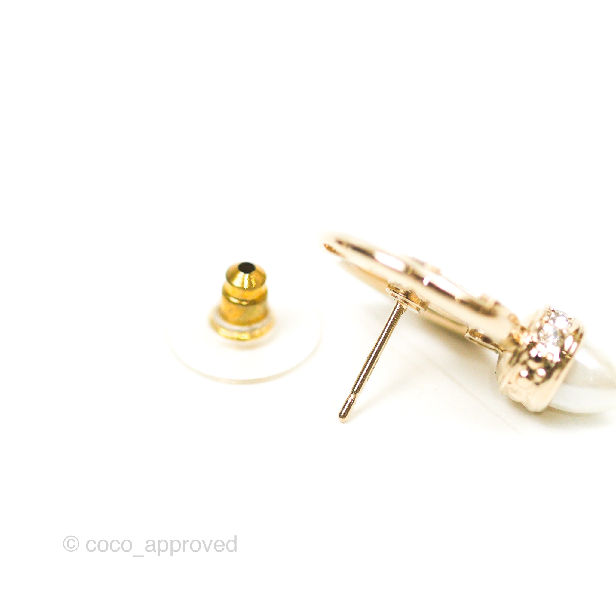 Chanel CC Crystal Pearl Earrings in Gold Tone - Luxury Fashion Jewelry for Women | Perfect for Parties, Weddings & Special Occasions