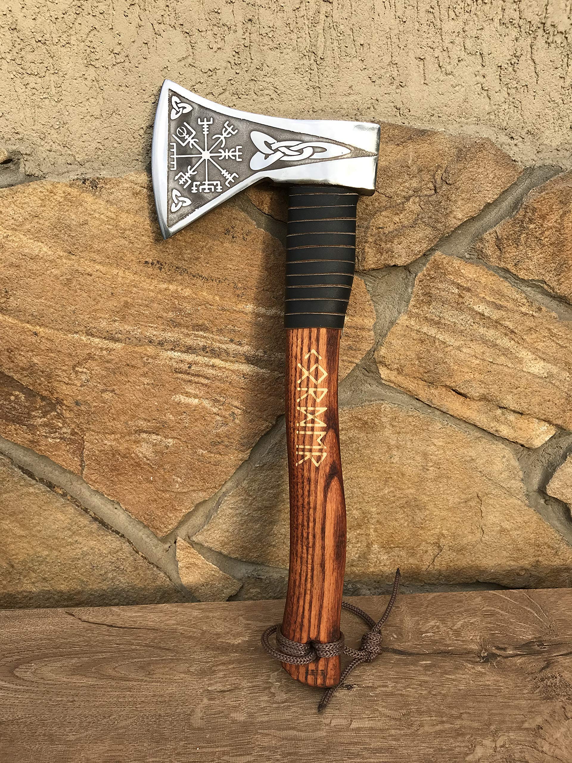 Viking Axe - Handcrafted Viking Gifts for Men with Vegvisir Symbol, Runes Art & Amulet - Perfect Viking Decor & Unique Gift for Boyfriend - Ideal for Home Decor, Viking Themed Parties & Norse Enthusiasts