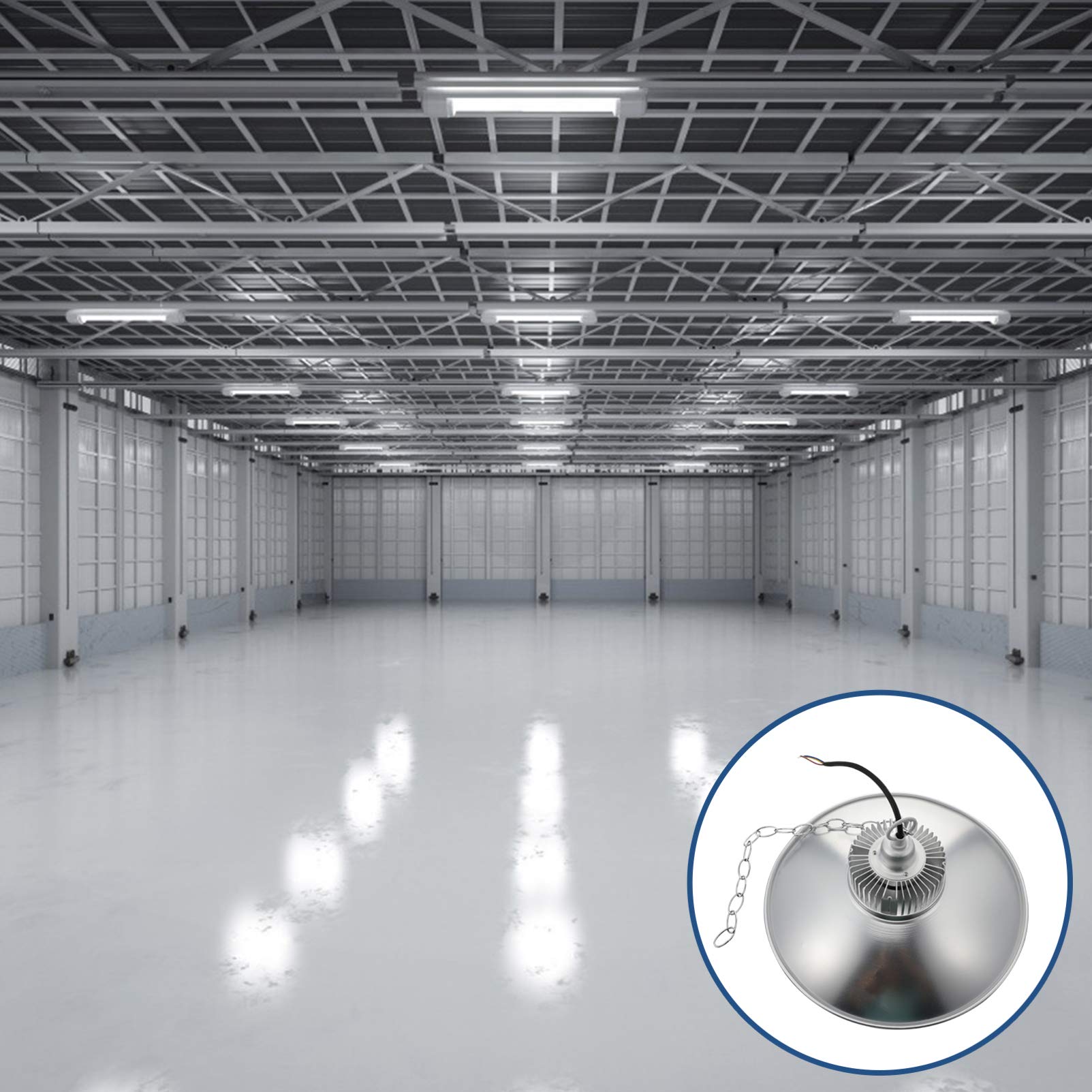 Lurrose 100W LED High Bay Light - E27 Bulb for Workshop & Factory Lighting - Bright Industrial Ceiling Lights for Warehouses, Garages & Commercial Spaces